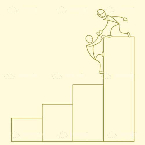 Growth Graphic with Abstract Men Climbing in Sketch Style